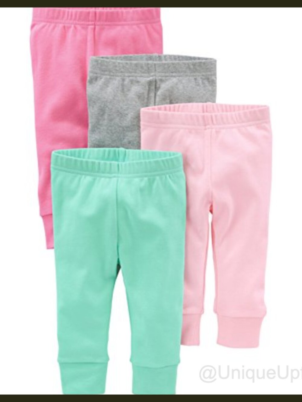 Baby Girls 4-Pack Pants 100% Cotton Cuffed Casual Everyday